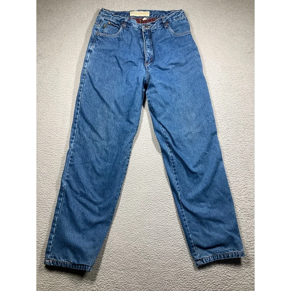 Cabellas Casuals Jeans Womens 14 Tall Blue Flannel Lined‎ Outdoors Nature Stains